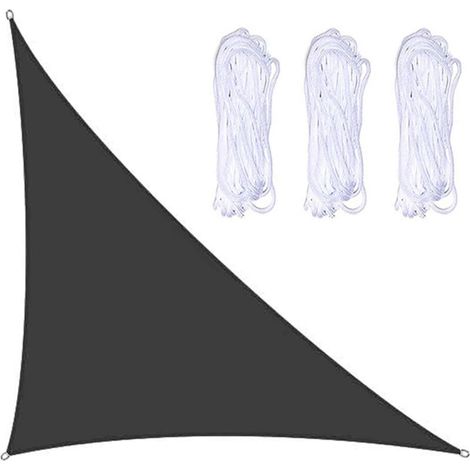 Voile d'ombrage à angle droit 3 x 4 x 5 m avec 3 cordes, pour jardin, terrasse, fête, cour, camping(Noir) (1/5)