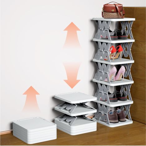 1 étagère à chaussures pliable à 6 couches, armoire à chaussures portable, aucun assemblage requis, convient à l'entrée de la porte d'entrée (1/5)
