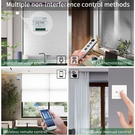 Pair Module de volet roulant sans fil – Télécommande RF avec portée 100m – Compatible moteurs électriques – Installation simplifiée (1/5)