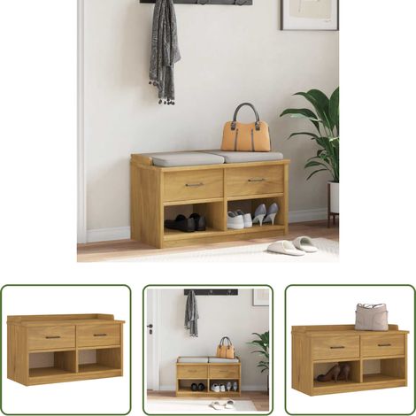 vidaXL Flurbank mit Fächern - Flurbank SANDNES 87x40x50 cm Massivholz Kiefer (1/5)