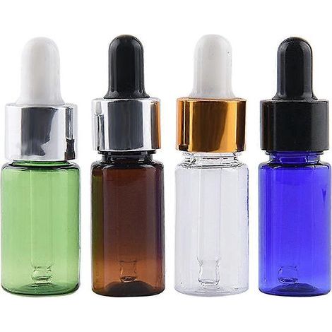 Lot de 4 flacons compte-gouttes vides en plastique pour huiles essentielles et parfums, idéaux pour les voyages.-7.90X2.30X2.30CM (1/3)