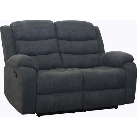 BOSTON MANUAL FABRIC RECLINER SOFA SUITE AMRCHAIR GREY 2 SEATER
