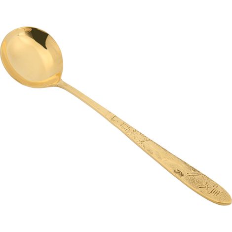 Cuillère en laiton faite main, robuste et durable, cuillère à plat, cuillère de qualité supérieure, grande cuillère ronde en laiton, cuillère à bol ronde résistante, cadeau pour maman (1/5)