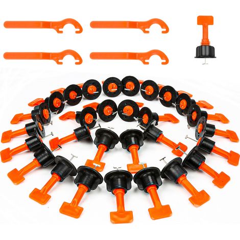 SWANEW 220 Stück Fliesen Nivelliersystem Kit Wiederverwendbar Fliesen Nivellierer Set Verstellbar Fliesen Abstandshalter mit Spezialschlüssel Fliesenkreuz Fliesen Leveling System (1/9)