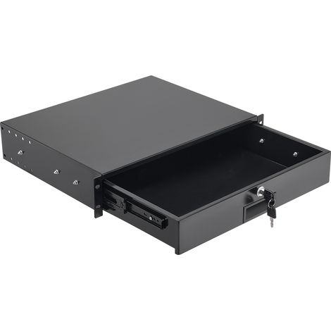 Mophorn Cajón de Montaje en Rack de 2U, Capacidad de Carga de 22,68kg, Cajón Deslizante con Cerradura y Orificios para Organización de Cables, con Gabinetes AV para Equipos de Red de 48,26cm