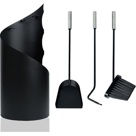 AUFUN Couverts de cheminée Ensemble de cheminée moderne en 4 parties (noir (1/5)