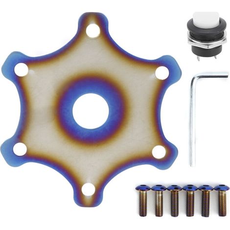 Cache-bouton de klaxon de volant universel en ABS et métal, fixation par 6 boulons, blanc.-AquaForge (1/5)
