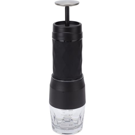 Cafetière manuelle portable de voyage, compatible avec le café moulu et les capsules, idéale pour les activités de plein air (noire). (1/5)