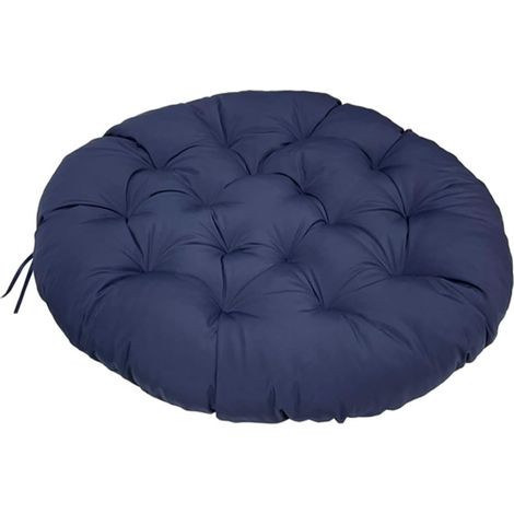 Runder drehbarer Rattan-Sessel für den Innenbereich, 50 x 50 cm, mit Futonkissen, marineblaue Dekoration