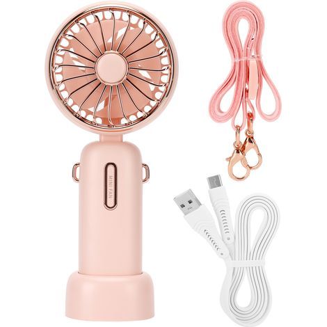 Mini-Tischventilator mit 3 Geschwindigkeitsstufen und abnehmbarem Kabel, 4000–6000 U/min, Rosa (1/5)
