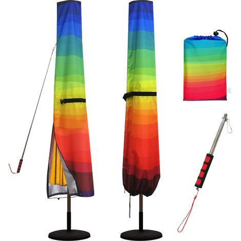 Couvertures de parapluie de patio Rainbow, 420D Oxford Umbrella Couvre-parapluie étanche avec couverture de parasol à tige télescopique pour le parapluie en plein air de jardin (1/5)