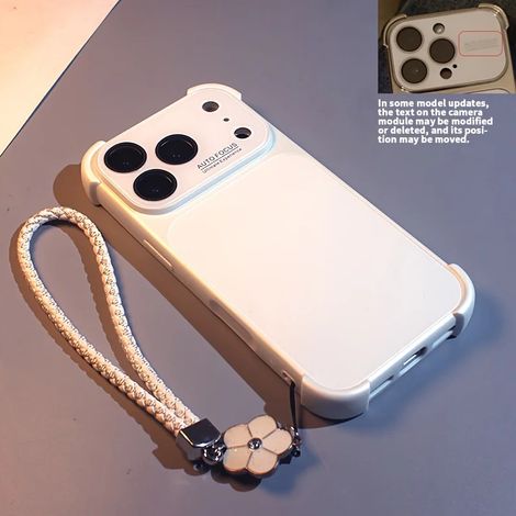 (iPhone 17 marron clair) Coque de téléphone avec cadre électroplaqué aux quatre coins, protection de l'objectif, antichoc.