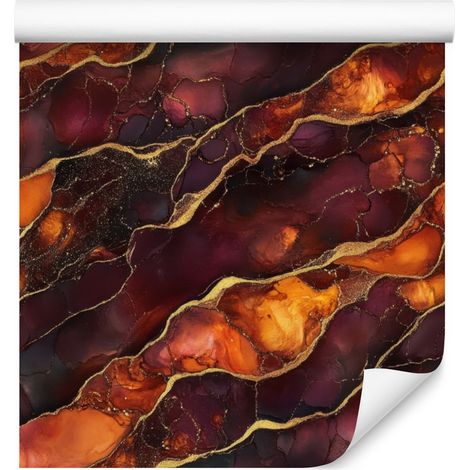 Papier peint encre bordeaux et orange pour salon et chambre 50x1000 cm (1/5)