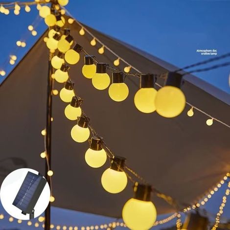 20 LED Guirlande Solaire, 5 m Guirlande Lumineuse Extérieure Étanche IP65, 8 Modes pour Jardin, Terrasse, Mariage et Fêtes