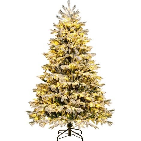6FT Pre-Lit Artificial Christmas Tree Snow-flocked Xmas Tree 350 LED Lights (1/5)