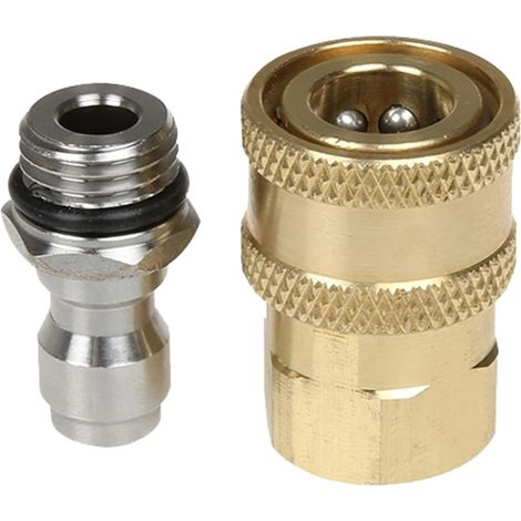Adaptateur Laveuse Haute Pression - Raccord Rapide 3/8 Pouces à 1/4 Pouces - Acier Inoxydable et Cuivre - Pour Tuyau d Arrosage et Machine à Laver - 2 Pièces (1/5)