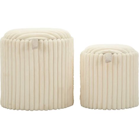 Set 2 Pouf Contenitori Imbottiti Bianco Seduta Tavolino Soggiorno Camera (1/4)