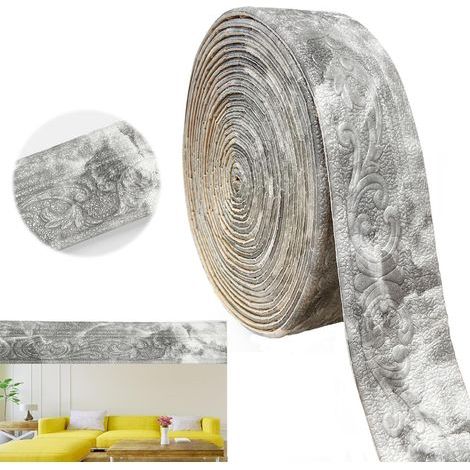 Plinthes murales autocollantes gris marbre 10m x 8cm, moulures décoratives autocollantes épaisseur 4 mm, bordure de papier peint autocollante, bordure murale 3D autocollante, bordure de papier peint (1/5)