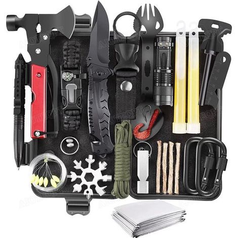 Kit de survie - Ensemble de 37 pièces pour le camping, la randonnée et les activités de plein air - Équipement de survie (1/5)