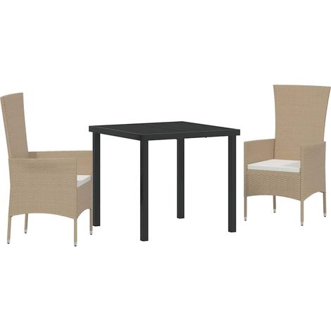 Conjunto de Comedor de Jardín 3 pcs Beige ratán sintético vidaXL (1/5)