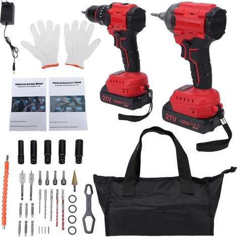 Clé à choc perceuse 21V 350Nm 2400tr/min brushless 2 batteries 1300mAh coffret bricolage EU (1/5)