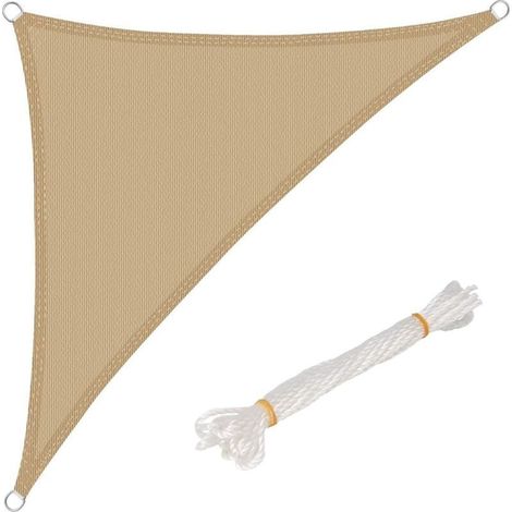 Voile d'ombrage triangulaire, 6x6x6 mètres, tissu d'ombrage, protection UV, coupe-vent, convient aux jardins, terrasses, campings, plages et autres lieux. (1/5)