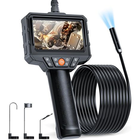 Endoskopkamera mit Bildschirm und Licht, Ennovor 1920P HD Industrie-Inspektionskamera, 4,3-Zoll-IPS-Bildschirm und 8 einstellbare LEDs, 5 m langes halbstarres Kabel