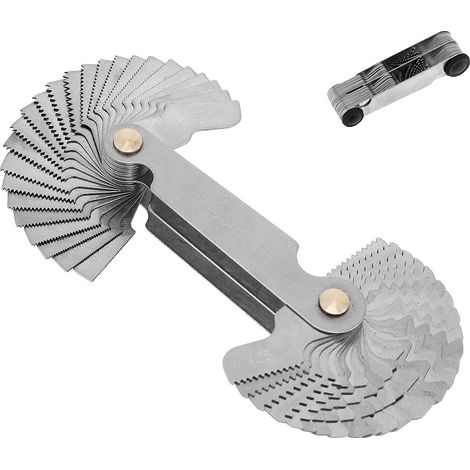 Calibro per filettature, costruzione in acciaio inox, 28 pezzi, 52 pezzi 55-60 (1/2)