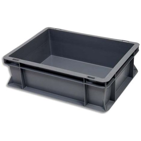 Bac de stockage plastique gerbable norme Europe parois pleines - 10 litres - dim : H 12 x L 40 cm