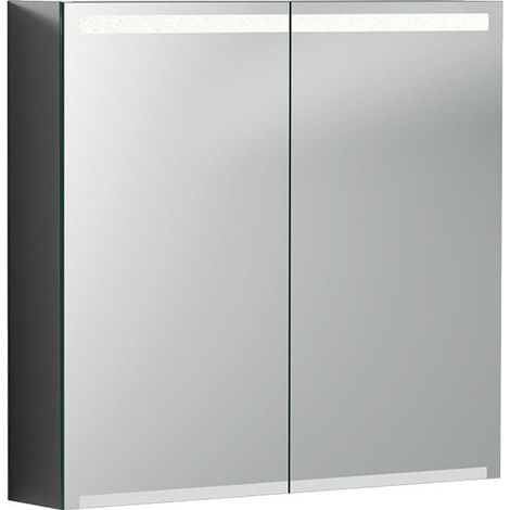 Armoire de toilette Geberit Optionavec éclairage et deux portes: Largeur 75cm, Hauteur 70cm, Profondeur 15cm, , miroir extérieur, miroirs intérieur et extérieur