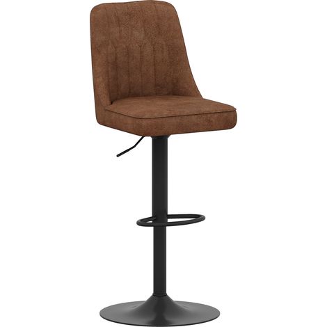 Set tavolo bar rotondo in vetro 89 cm con 4 sgabelli girevoli marroni in tessuto, nero (1/5)