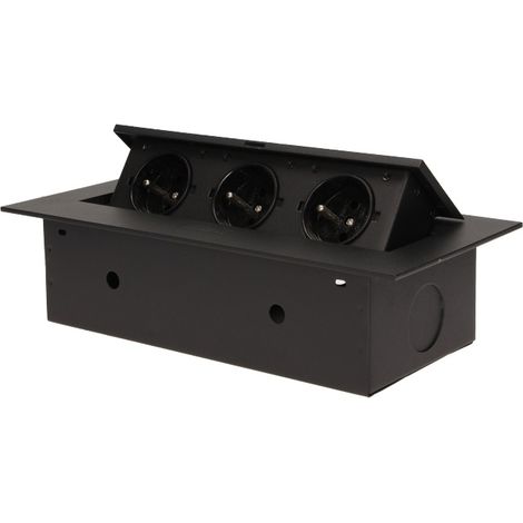 Einbausteckdose in der Arbeitsplatte 3x2P+Z flache Kante schwarz - ON-AE-1371/B (1/5)