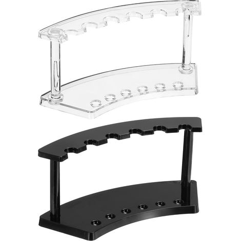 2Paquet Plastique Stylo Support 6Emplacements Acrylique Stylo Présentoir Support Sourcils Étagère Maquillage Pinceau Organiseur Bureau Maison Magasin Noir Horizontal Vertical Clair (1/5)