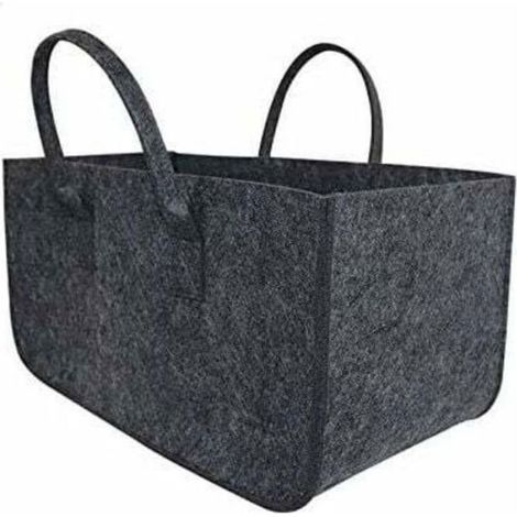 1Pcs Sac à Buche Sac en Feutre Bois Panier à Bûches Bois Sac de Rangement pour Buche Gris Foncé 50x25x25CM Femeo (1/3)