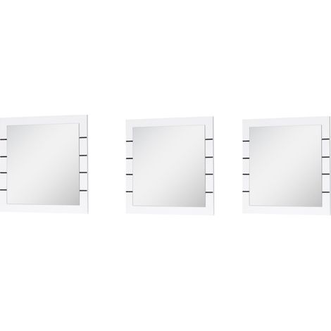 Set di 3 specchi quadrati LINA bianco e nero lucido – 60 cm