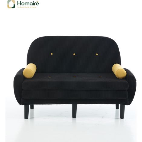 Canapé en velours côtelé noir avec rangement 133,5 x 77 x 85 cm HOMAIRE (1/5)