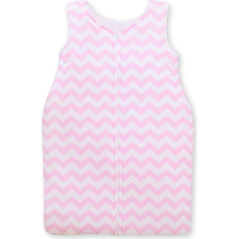Saco de dormir de algodón para niños, talla M (6-12 meses), TOG 2.5, aislante, color rosa con estampado de espiga, para todo el año. (1/4)