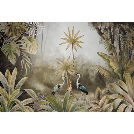 Papier peint panoramique - Forêt Tropicale Oiseaux - 130 cm x 88 cm (1/2)