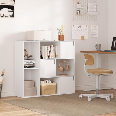 WOLTU Librería de 8 Cubos, Estante de Almacenamiento de Madera, Organizador Independiente para Oficina, Sala de Estar, Dormitorio, Blanco (1/5)