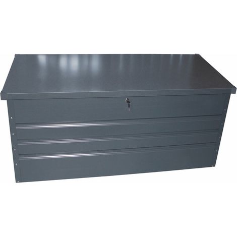 CHALET & JARDIN Coffre de jardin en métal 400l - Verrouillable à clé - Gris anthracite (1/4)