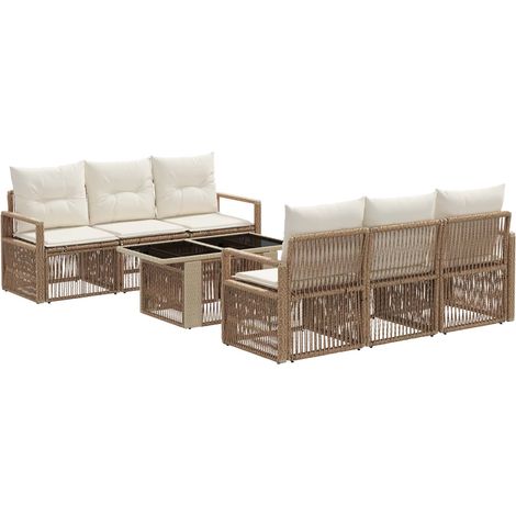 Gartensofa-set 7 stk. Beige und Cremeweiß Poly-Rattan vidaXL (1/5)