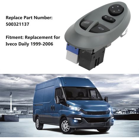Interrupteur d'élévation électrique de fenêtre gauche ABS 500321137 pour Iveco Daily 1999‑2006 (1/5)