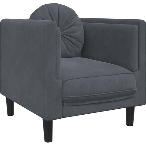 Fauteuil de Salon,Chaise,Fauteuil avec coussin gris foncé velours CFW704240 (1/5)