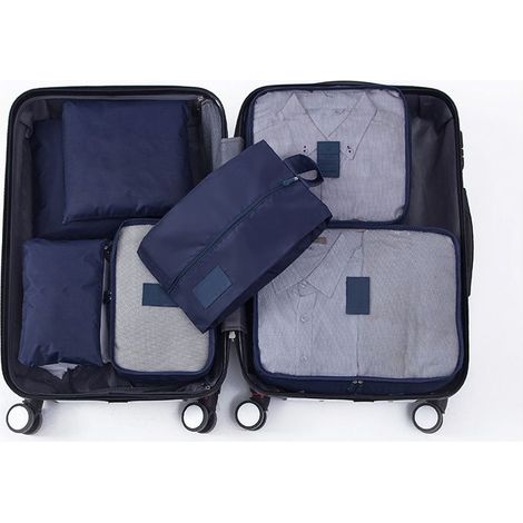 cubes de rangement imperméables anti-salissures en toile Oxford pour valise, organisateurs de voyage cyan (1/5)