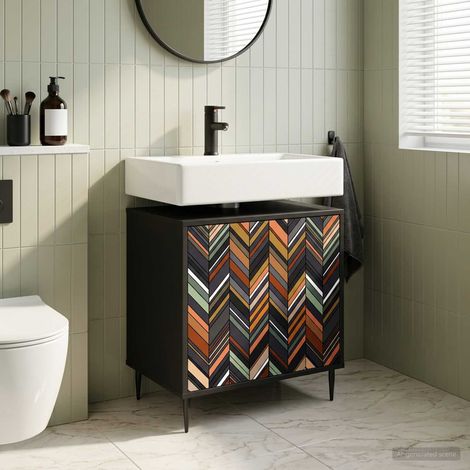 vidaXL Mobile da Bagno OMMEN Rovere Nero 60 x 40 x 61 cm (1/5)