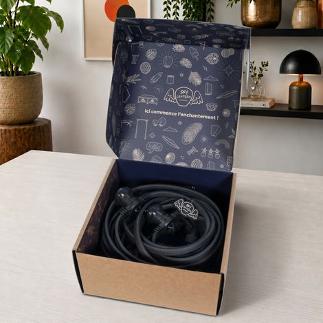 SKYLANTERN® Guirlande Guinguette IP65 10m 10 Douilles Noire Raccordable - Guirlande Lumineuse pour ampoule LED avec 10 Douilles E27 (1 M entre les douilles) - Guirlande Lumineuse Extérieur (1/5)