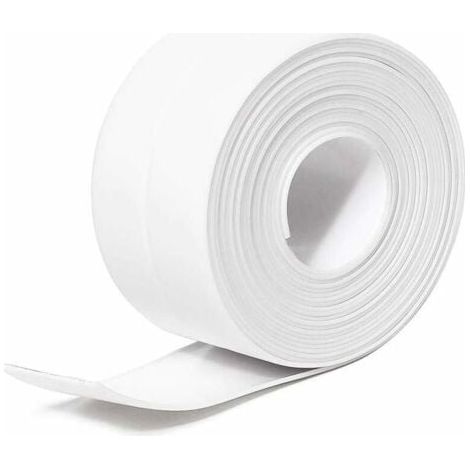 (Weiß, 3,8 cm x 3,2 m) Silikon Dichtungsband für Badezimmer, selbstklebendes wasserdichtes PE Dichtungsband für Badewanne, Dusche, Toilette, Küche, Spüle und Wandschutz (1/5)