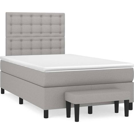 Cama box spring con colchón tela gris claro 120x190 cm (1/5)