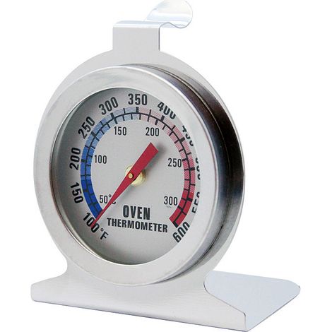 Thermomètre de four  en acier inoxydable avec grand cadran, commande de grill et double échelle (1/5)