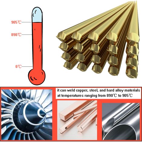 [JAMAIS UTILISÉ]10 électrodes de soudage en laiton (fil de 1,6 mm x 333 mm), sans poudre à souder.